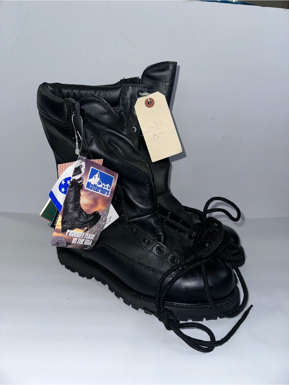 NWT Matterhorn Boots Vintage Size 9.5 M Vibram Gore Tex 3M Black Leather